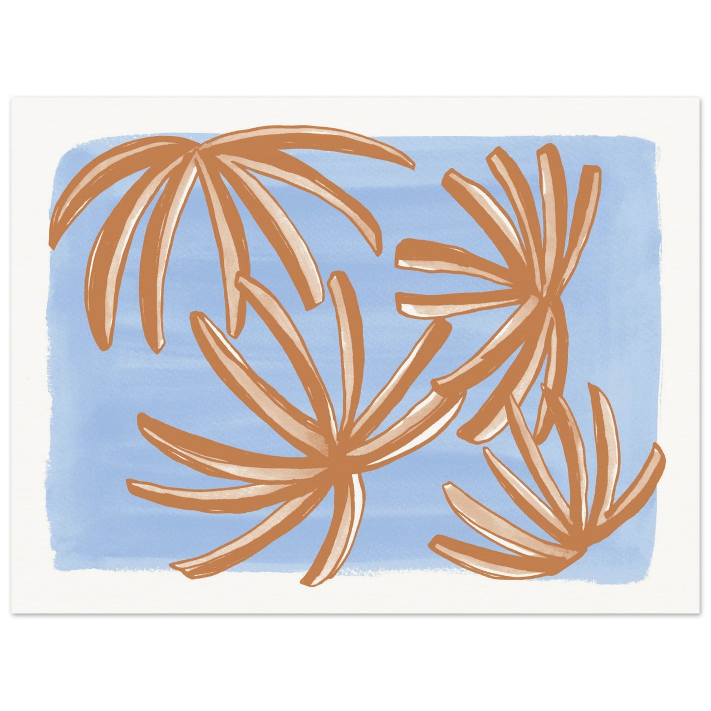 Soft Blue Palm Leaves