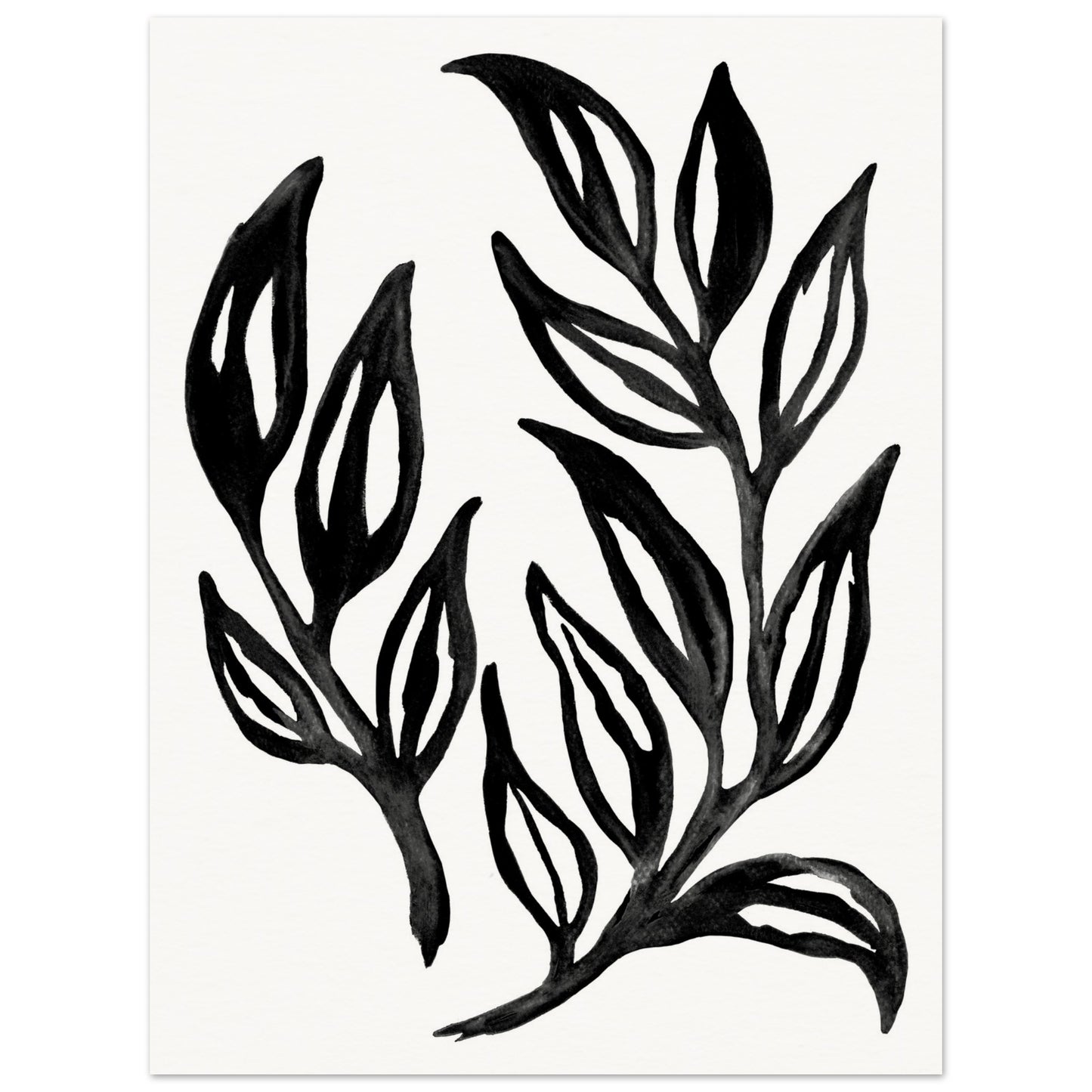 Black and White Watercolor Foliage