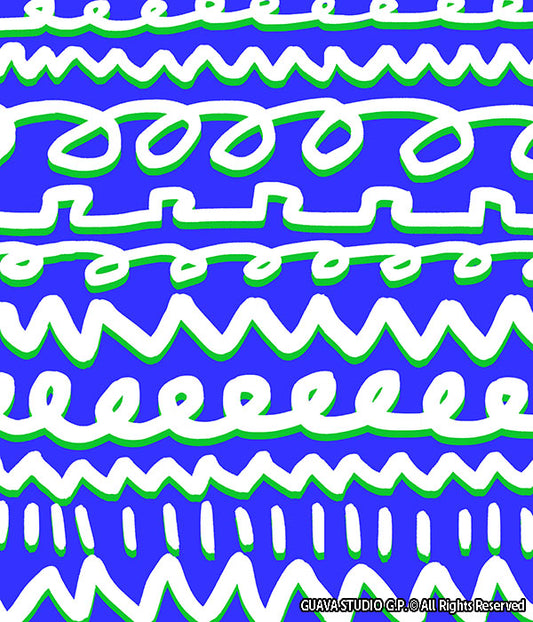 0673B- Blue and White Doodle Stripes