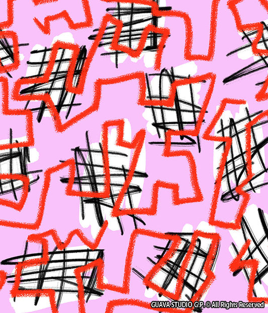 0673D- Pink and Red Doodle Zigzag Texture