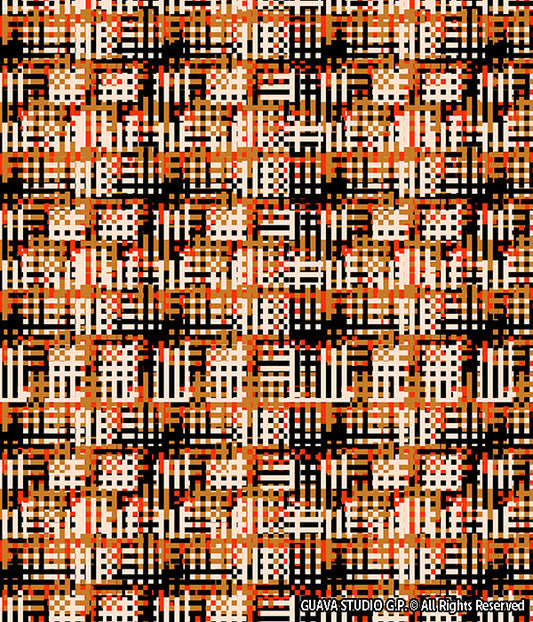 0674B- Mustard and Black Pixel Plaid