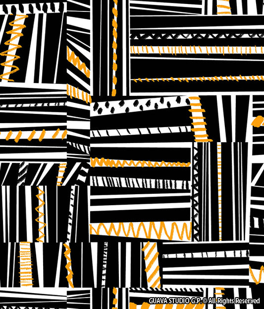 0676D- Black, White and Yellow Textures Patchwork