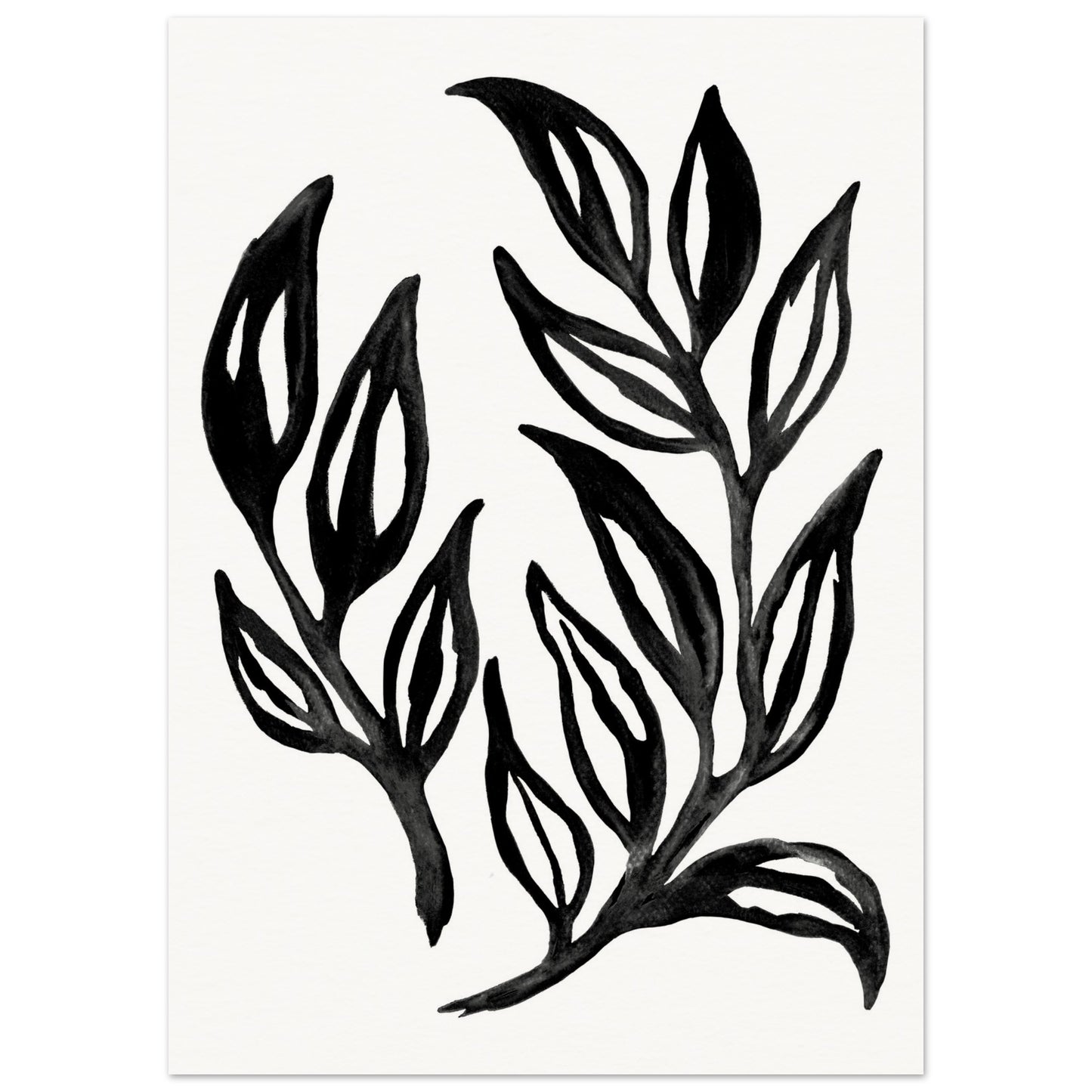 Black and White Watercolor Foliage