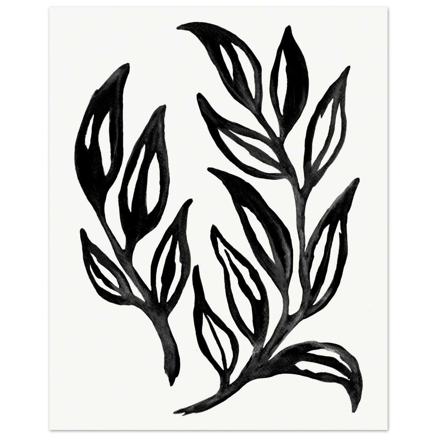 Black and White Watercolor Foliage