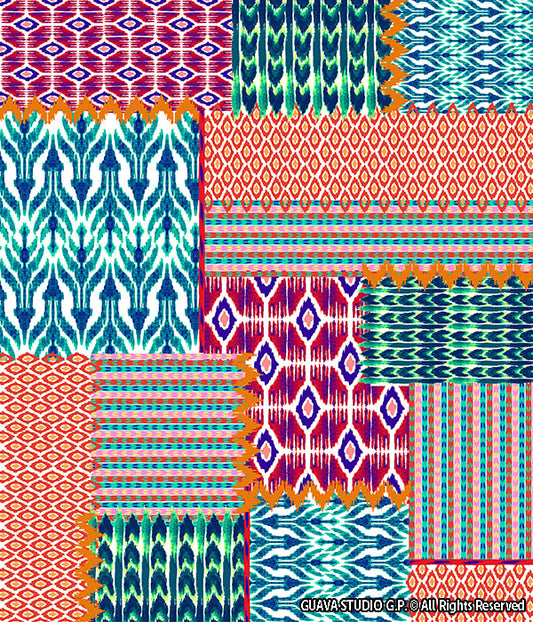 0457A- Watercolor Ikat Patchwork