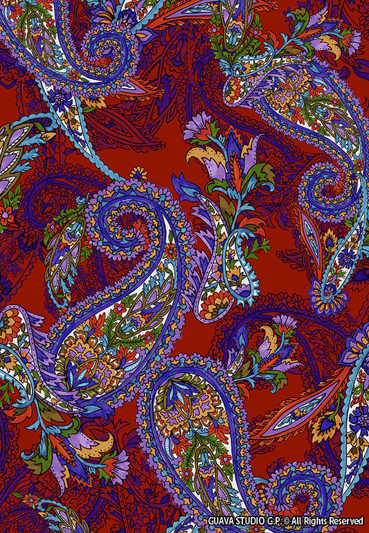 0506A- Red Large Scale Paisley