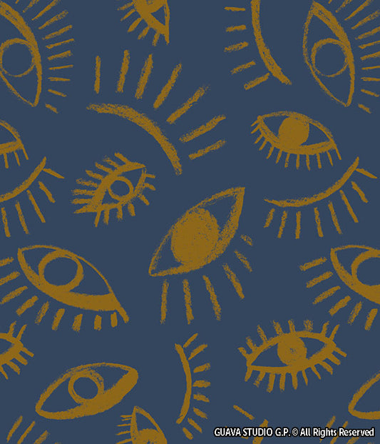 0696A- Navy and Gold Hand Drawn Eyes