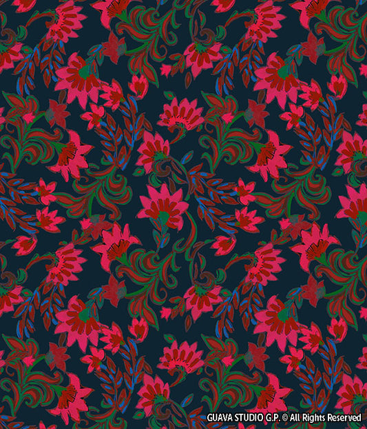 0700A- Dark Hand Drawn Floral Paisley